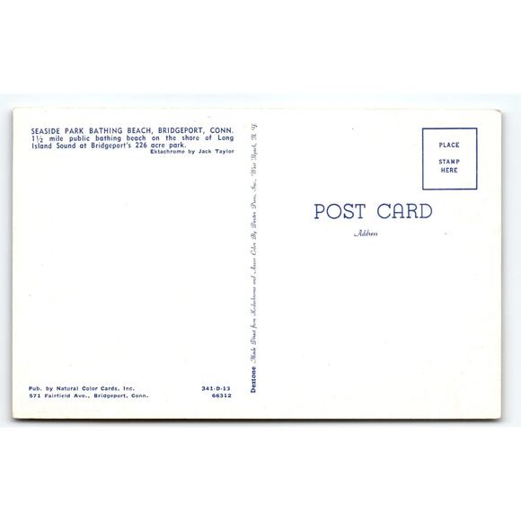 Seaside Park Bathing Beach Bridgeport CT Vintage Lithograph Postcard - Picture 2 of 2